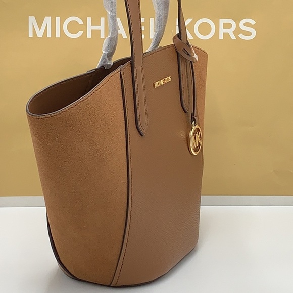 MICHAEL KORS PORTIA SMALL TOTE  LUGGAGE COLOR Pebbled leather/ suede - Picture 5 of 16